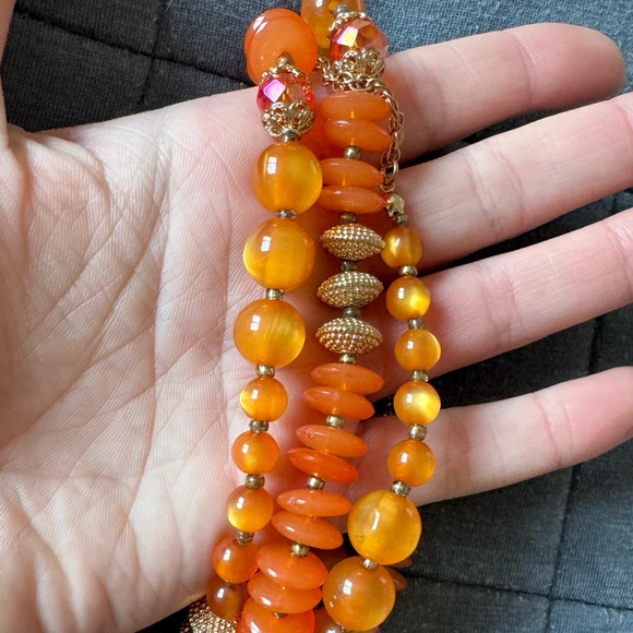 Vintage Orange Beaded Necklace! - Picture 5 of 5